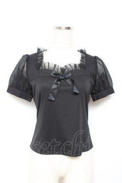 画像1: Moi-meme-Moitie / フリルリボンカットソー 2 ブラック Y-25-11-26-072-MO-TO-SZ-ZY