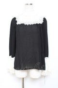 Moi-meme-Moitie / ハイネックレースブラウス M ブラック×ホワイト Y-25-11-26-075-MO-BL-SZ-ZY