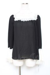 Moi-meme-Moitie / ハイネックレースブラウス M ブラック×ホワイト Y-25-11-26-075-MO-BL-SZ-ZY
