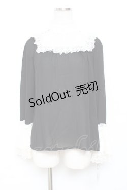 画像1: Moi-meme-Moitie / ハイネックレースブラウス M ブラック×ホワイト Y-25-11-26-075-MO-BL-SZ-ZY