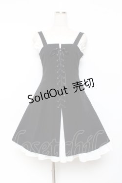 画像1: Moi-meme-Moitie / 編み上げフリルジャンパースカート 2 ブラック×ホワイト Y-25-11-26-077-MO-OP-SZ-ZY