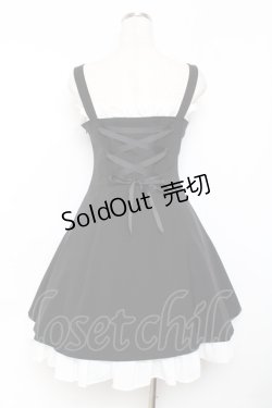 画像3: Moi-meme-Moitie / 編み上げフリルジャンパースカート 2 ブラック×ホワイト Y-25-11-26-077-MO-OP-SZ-ZY