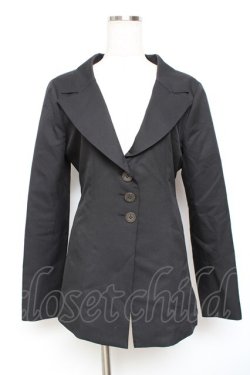 画像1: carina e Arle quin / 後ろ編み上げプリーツジャケット  黒 Y-25-11-26-081-LO-JA-SZ-ZY