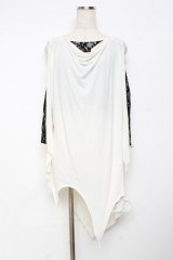 ALGONQUINS / レース切替変形カットソー F 白×黒 Y-25-11-26-085-AL-JA-SZ-ZY