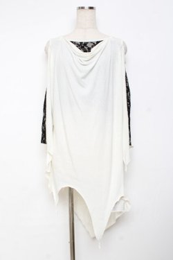 画像1: ALGONQUINS / レース切替変形カットソー F 白×黒 Y-25-11-26-085-AL-JA-SZ-ZY