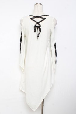 画像3: ALGONQUINS / レース切替変形カットソー F 白×黒 Y-25-11-26-085-AL-JA-SZ-ZY