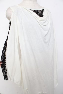 画像4: ALGONQUINS / レース切替変形カットソー F 白×黒 Y-25-11-26-085-AL-JA-SZ-ZY