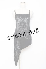 NAOTO SEVEN / プリントアシンメトリーキャミソール  黒 Y-25-11-26-091-HN-TO-SZ-ZY