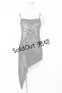 NAOTO SEVEN / プリントアシンメトリーキャミソール  黒 Y-25-11-26-091-HN-TO-SZ-ZY