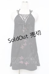 h.Jelly HONEY / 蜘蛛の巣レースバタフライプリントキャミ  黒 Y-25-11-26-092-HN-TO-SZ-ZY