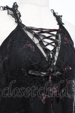 画像4: h.Jelly HONEY / 蜘蛛の巣レースバタフライプリントキャミ  黒 Y-25-11-26-092-HN-TO-SZ-ZY