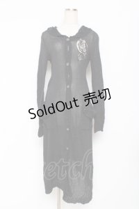 NiNE. / 刺繍入りロングカーデ  黒 Y-25-11-26-095-PU-TO-SZ-ZY