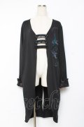 Sixh / 刺繍入りロングカーデ  黒 Y-25-11-26-099-HN-TO-SZ-ZY