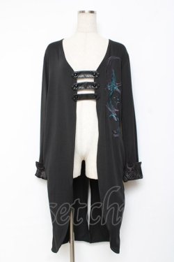 画像1: Sixh / 刺繍入りロングカーデ  黒 Y-25-11-26-099-HN-TO-SZ-ZY