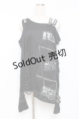 SEX POT ReVeNGe / クラッシュデザイン肩あきアシメロングカットソー M 黒 Y-25-11-26-100-SP-TO-SZ-ZY