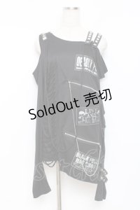 SEX POT ReVeNGe / クラッシュデザイン肩あきアシメロングカットソー M 黒 Y-25-11-26-100-SP-TO-SZ-ZY