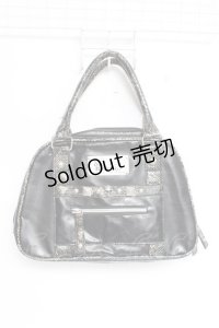 SEX POT ReVeNGe / スカルスタッズクロコハンドバッグ  黒 Y-25-11-26-014-SP-ZA-SZ-ZY