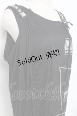 画像4: SEX POT ReVeNGe / クラッシュデザイン肩あきアシメロングカットソー M 黒 Y-25-11-26-100-SP-TO-SZ-ZY