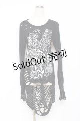 SEX POT ReVeNGe / ダメージ入りプリントロングカットソー M 黒 Y-25-11-26-101-SP-TO-SZ-ZY