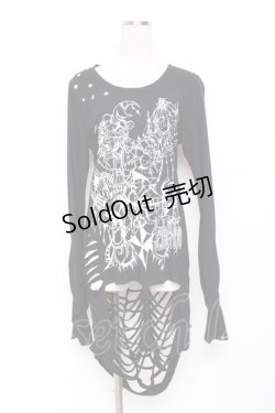 画像1: SEX POT ReVeNGe / ダメージ入りプリントロングカットソー M 黒 Y-25-11-26-101-SP-TO-SZ-ZY