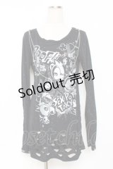 SEX POT ReVeNGe / キャラクターpt裾ダメージカットソー S 黒 Y-25-11-26-103-SP-TS-SZ-ZY