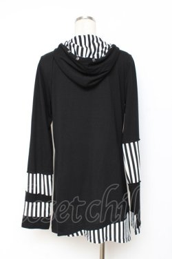 画像2: SEX POT ReVeNGe / ストライプ切替ハーフジッププリントカットソー L 黒×白 Y-25-11-26-105-SP-TO-SZ-ZY