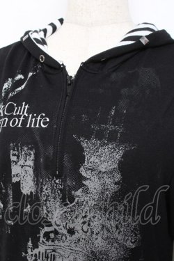 画像3: SEX POT ReVeNGe / ストライプ切替ハーフジッププリントカットソー L 黒×白 Y-25-11-26-105-SP-TO-SZ-ZY