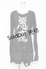 SEX POT ReVeNGe / 悪魔プリントダメージ入りロングカットソー M 黒 Y-25-11-26-106-SP-TO-SZ-ZS