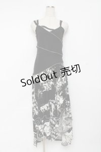 SEX POT ReVeNGe / タイダイ柄ワンピース L 黒×白 Y-25-11-26-112-SP-OP-SZ-ZY