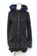SEX POT ReVeNGe / ファーフードパーカー M 黒×青 Y-25-11-26-113-SP-TO-SZ-ZY