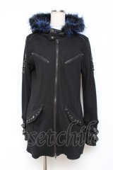 SEX POT ReVeNGe / ファーフードパーカー M 黒×青 Y-25-11-26-113-SP-TO-SZ-ZS