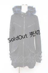 SEX POT ReVeNGe / ファーフードパーカー M 黒×青 Y-25-11-26-113-SP-TO-SZ-ZS