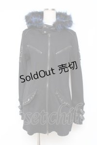 SEX POT ReVeNGe / ファーフードパーカー M 黒×青 Y-25-11-26-113-SP-TO-SZ-ZS