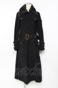 BPN / 襟ファーデザインロングコート  黒 Y-25-11-26-116-GO-CO-SZ-ZY
