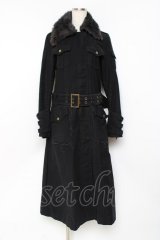 BPN / 襟ファーデザインロングコート  黒 Y-25-11-26-116-GO-CO-SZ-ZY