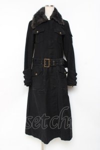 BPN / 襟ファーデザインロングコート  黒 Y-25-11-26-116-GO-CO-SZ-ZY