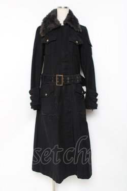 画像1: BPN / 襟ファーデザインロングコート  黒 Y-25-11-26-116-GO-CO-SZ-ZY