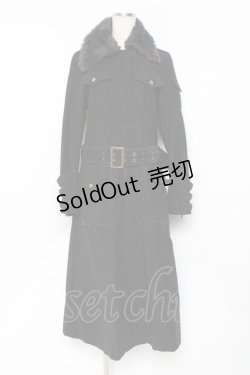 画像1: BPN / 襟ファーデザインロングコート  黒 Y-25-11-26-116-GO-CO-SZ-ZTC033