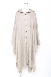 ALGONQUINS / ニットロングフードポンチョ F ベージュ Y-25-11-26-117-AL-TO-SZ-ZY