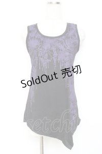 ALGONQUINS / ボタニカル柄ptタンクトップ F 黒×紫 Y-25-11-26-120-AL-TO-SZ-ZS