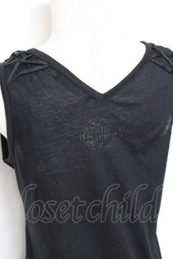 画像3: ALGONQUINS / グログランレースアップノースリーブトップス F 黒 Y-25-11-26-121-AL-TO-SZ-ZY