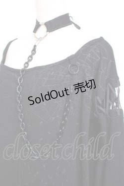 画像3: ALGONQUINS / チョーカーチェーン付き編み上げBIGカットソー F 黒 Y-25-11-26-122-AL-TO-SZ-ZS