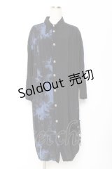 ALGONQUINS / タイダイフロント空きワンピース F 黒×青 Y-25-11-26-124-AL-OP-SZ-ZY