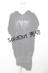 ALGONQUINS / プリント半袖ロングBIGカットソー F 黒 Y-25-11-26-128-AL-TO-SZ-ZY