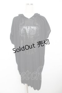 ALGONQUINS / プリント半袖ロングBIGカットソー F 黒 Y-25-11-26-128-AL-TO-SZ-ZY