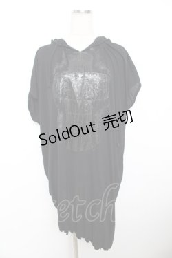 画像1: ALGONQUINS / プリント半袖ロングBIGカットソー F 黒 Y-25-11-26-128-AL-TO-SZ-ZY