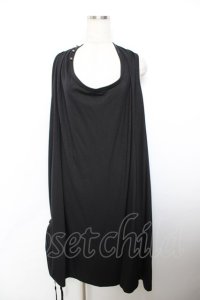 ALGONQUINS / 裾ギャザーノースリーブBIGワンピース F 黒 Y-25-11-26-129-AL-OP-SZ-ZY