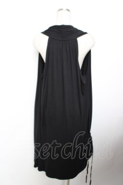 画像2: ALGONQUINS / 裾ギャザーノースリーブBIGワンピース F 黒 Y-25-11-26-129-AL-OP-SZ-ZY