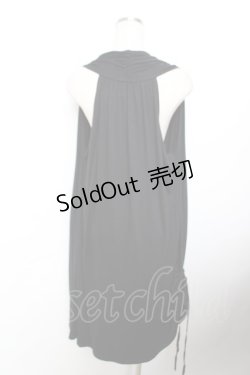 画像2: ALGONQUINS / 裾ギャザーノースリーブBIGワンピース F 黒 Y-25-11-26-129-AL-OP-SZ-ZY