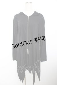 ALGONQUINS / 十字刺繍変形ロングパーカー F 黒 Y-25-11-26-130-AL-TO-SZ-ZY